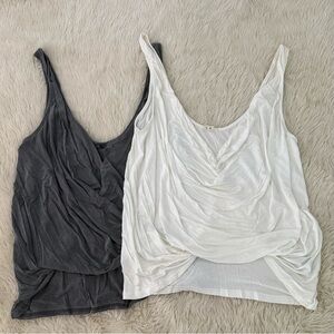 POL 2 Draped Tank Tops - Black(grey) and White